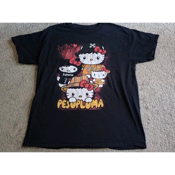 Peso Pluma Graphic Tshirt Sz L Hello Kitty Grunge Rare Tee Shirt - Picture 1 of 4